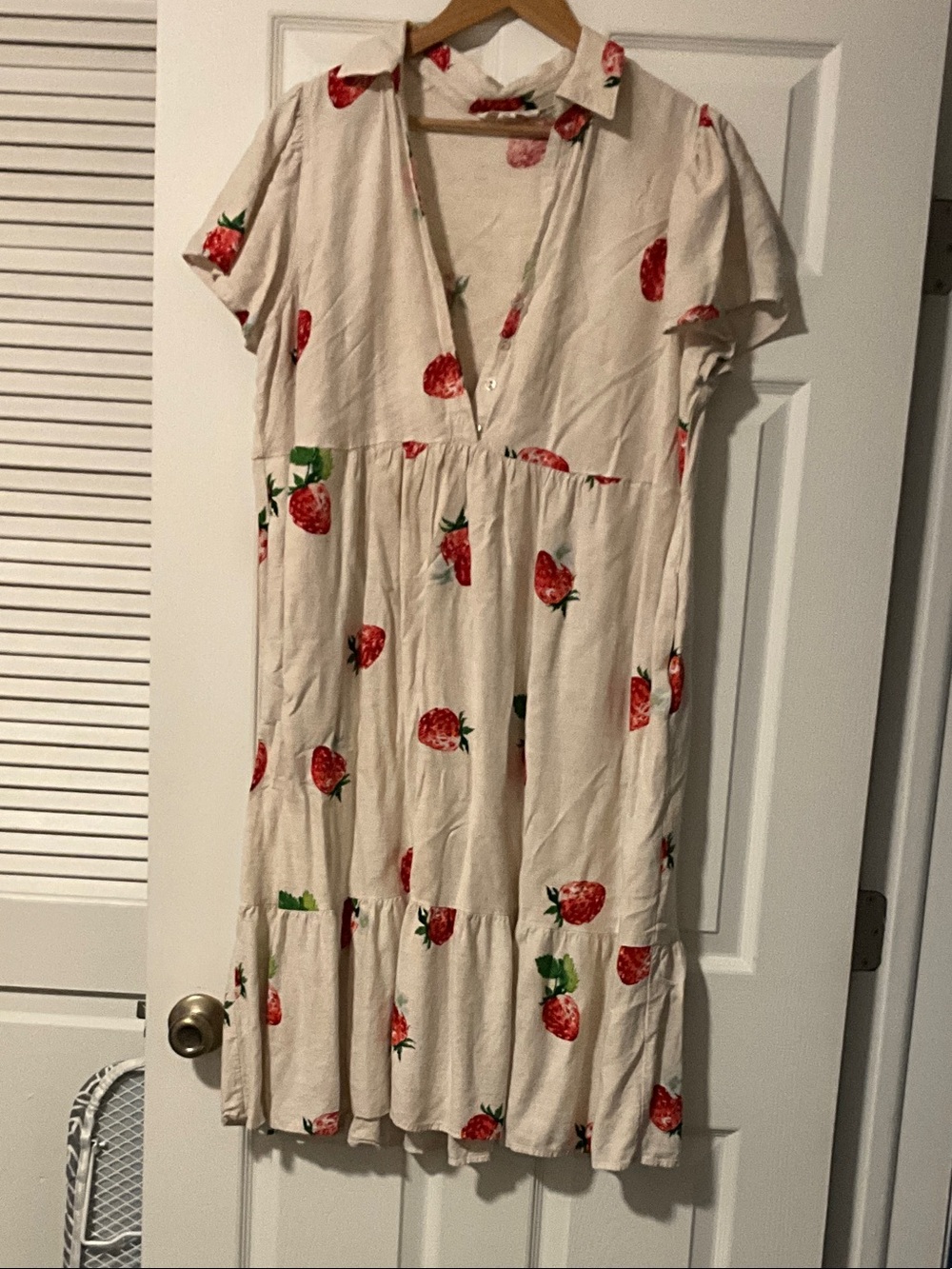 Plus size Strawberry Print Dress - Cute Short Sleeve Summer Dress
